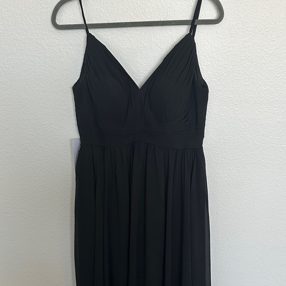 Azazie Serena Black V-Neck Spaghetti Strap Dress